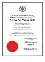 50th RS greetings Kathleen Wynne Premier