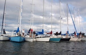 9 boat raft at Grassy Point