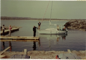 First boat is docked